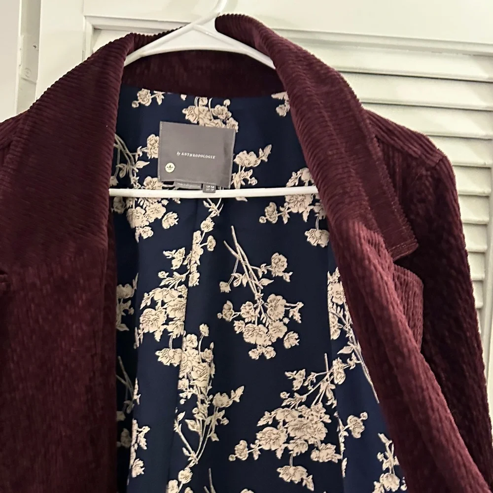 Anthropologie Velvety Burgundy Long Coat - Picture 3 of 5
